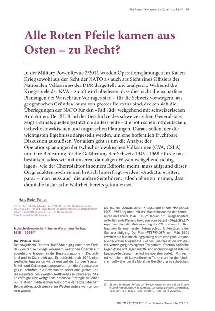 Alle Roten Pfeile kamen aus Osten – zu Recht? - ETH Zürich