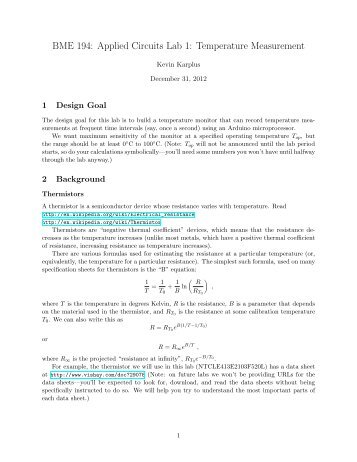 Thermistor lab - Jack Baskin School of Engineering