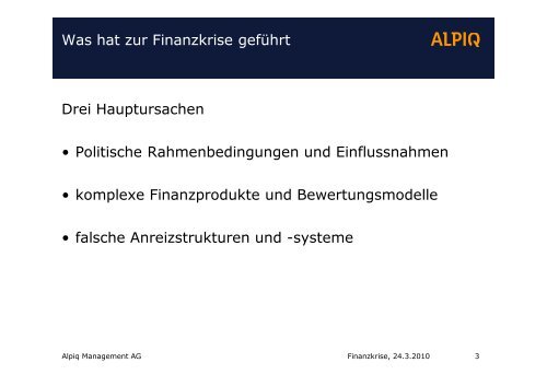 Ursachen der Finanzkrise - Netzwerk Risikomanagement