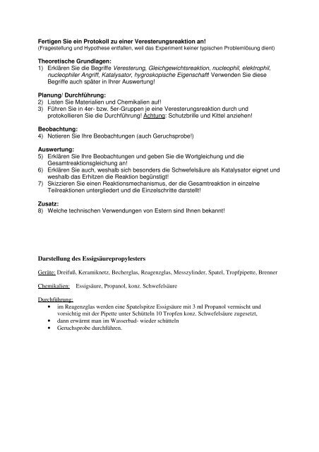 Darstellung Des Essigsaurepropylesters Chungo De