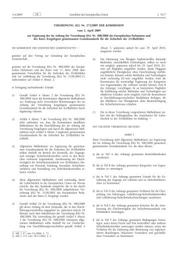 Verordnung (EG) Nr. 272/2009 der Kommission vom 2 ... - EUR-Lex