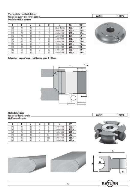 Holzbearbeitungswerkzeuge SATURN