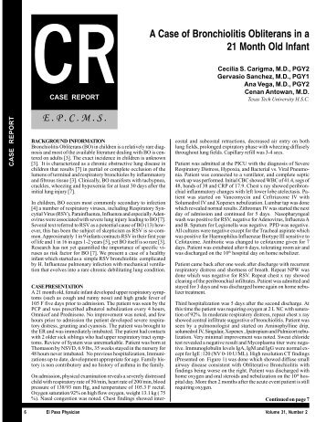 A Case of Bronchiolitis Obliterans in a 21 Month Old Infant