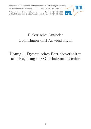 Dynamisches Betriebsverhalten - EAL Lehrstuhl für Elektrische ...