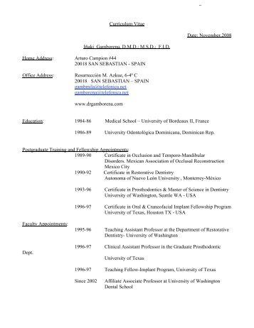 dental curriculum vitae