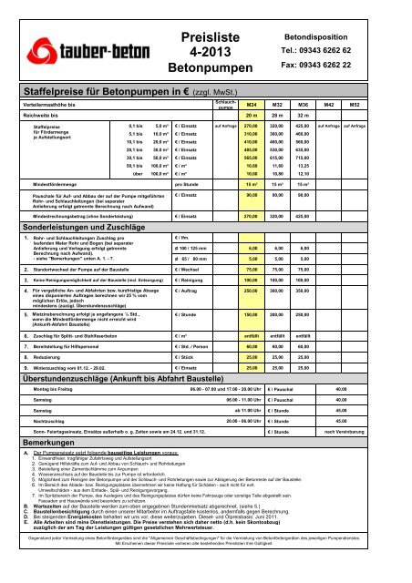 Preisliste 4-2013 - tauber-beton GmbH & Co KG