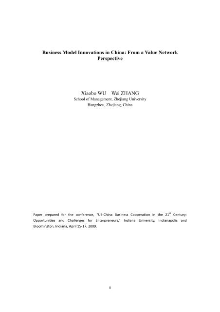 Business Model Innovation from Value Network Perspective