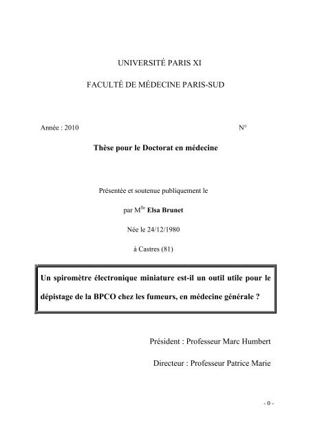 UNIVERSITÉ PARIS XI FACULTÉ DE MÉDECINE ... - Kb.u-psud.fr