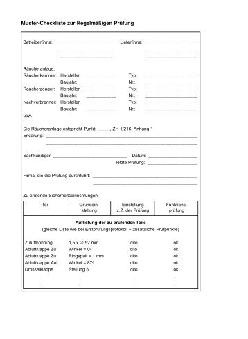 Muster-Checkliste zur Regelmäßigen Prüfung