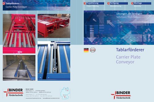 Tablarförderer Carrier Plate Conveyor - Binder Fördertechnik