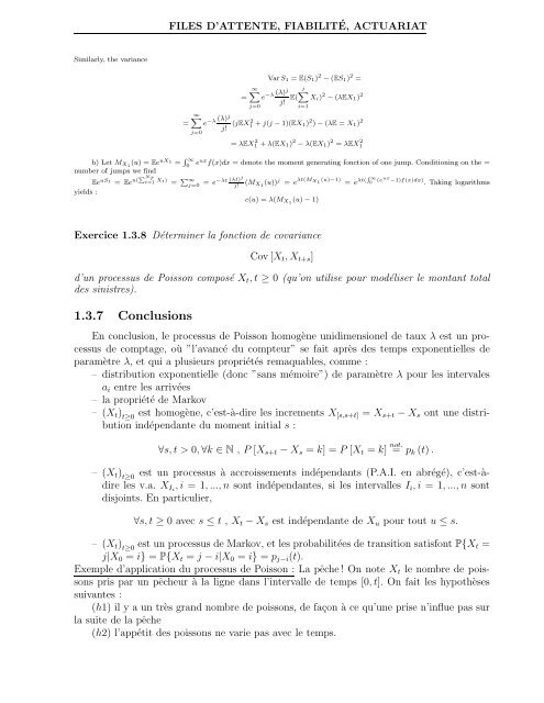 Processus de Markov, de Levy, Files d'attente, Actuariat et Fiabilité ...