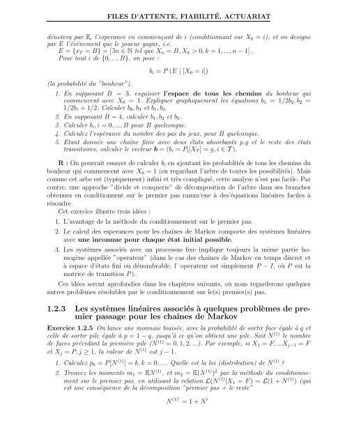 Processus de Markov, de Levy, Files d'attente, Actuariat et Fiabilité ...