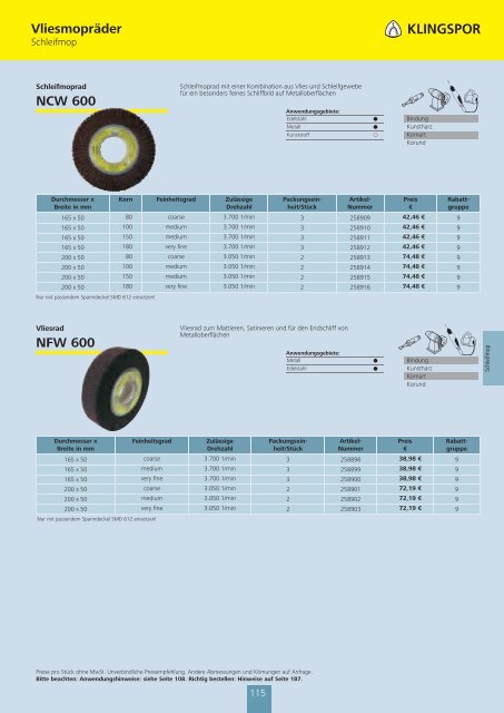 Klingspor-Schleifkatalog 2012 - HIT - Honer Industrietechnik