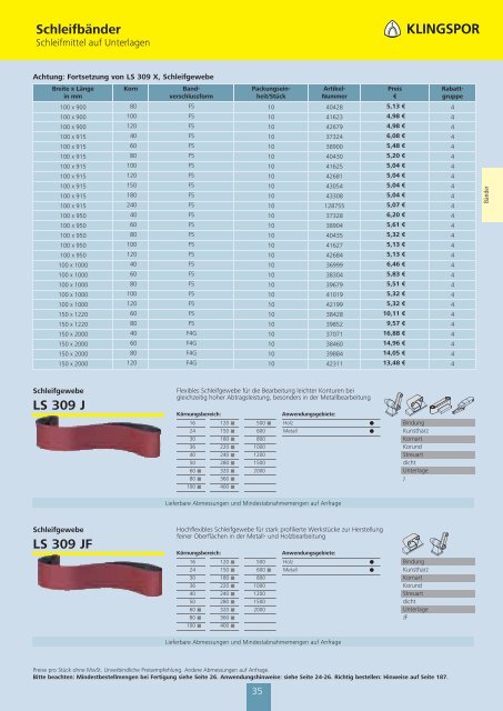 Klingspor-Schleifkatalog 2012 - HIT - Honer Industrietechnik