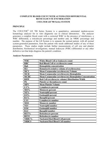 complete blood count with automated differential reticulocyte