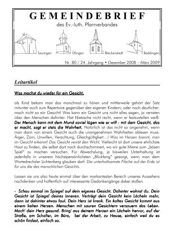 Gemeindebrief Nr. 80 von Dezember 2008 bis März 2009