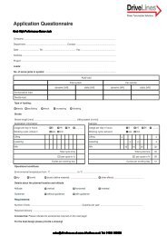 Application Questionnaire - Drive Lines Technologies