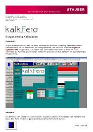 Kurzanleitung Kalkulation