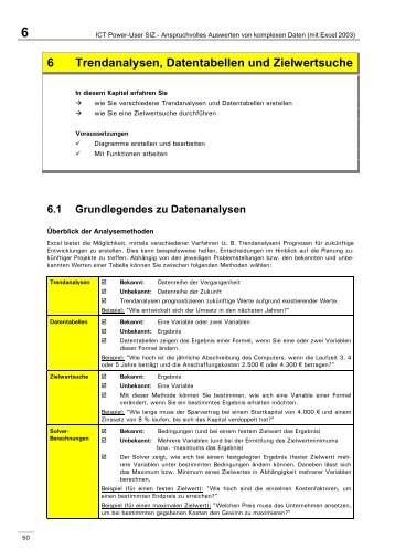 6 Trendanalysen, Datentabellen und Zielwertsuche - Abitur-Hilfe.de