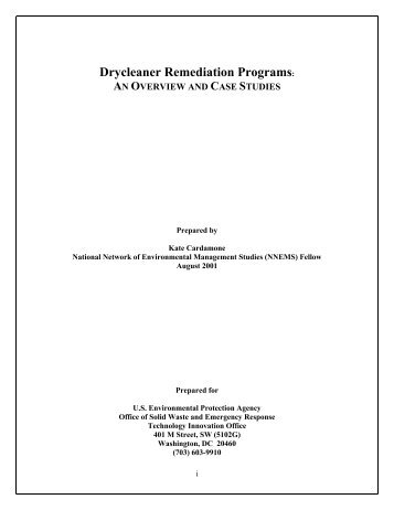 Drycleaner Remediation Programs: An Overview and Case ... - CLU-IN