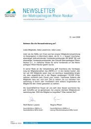 MRN-Newsletter Ausgabe Nr. 9/2008 - Metropolregion Rhein-Neckar
