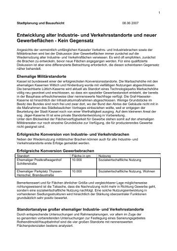 Entwicklung von Brachflächen als pdf-Datei zum download - Kassel