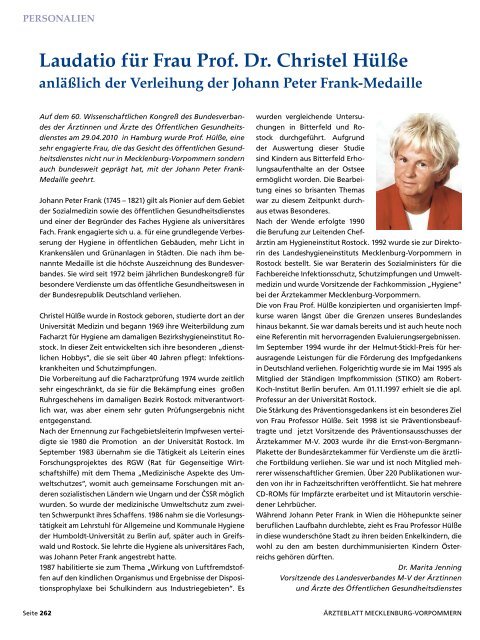 Ärzteblatt Juli 2010 - Ärztekammer Mecklenburg-Vorpommern
