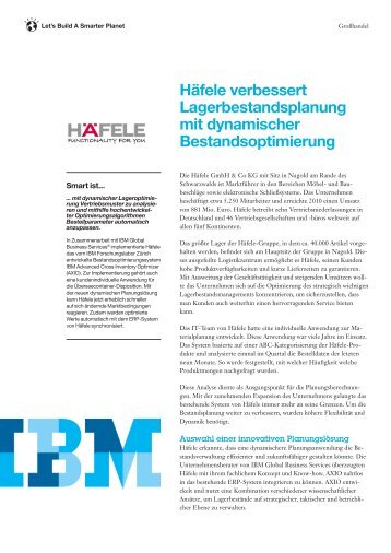 Häfele verbessert Lagerbestandsplanung mit dynamischer ... - IBM