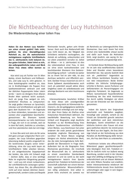 Die Nichtbeachtung der Lucy Hutchinson