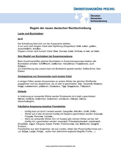 Regeln Der Neuen Deutschen Rechtschreibung
