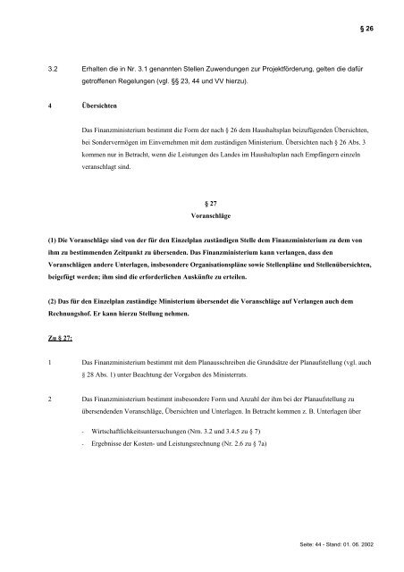 Landeshaushaltsordnung für Baden-Württemberg (LHO) Allgemeine ...