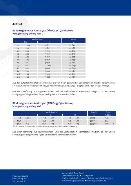 Eine Übersicht über unser Standardprogramm finden Sie hier