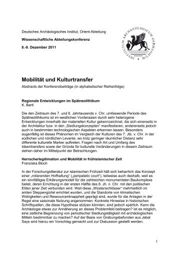 Mobilität und Kulturtransfer - Deutsches Archäologisches Institut