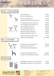 Garten- und Landschaftsmöbel, Preisliste 2013