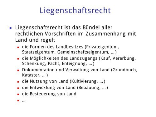 Liegenschaft und Recht - BFW