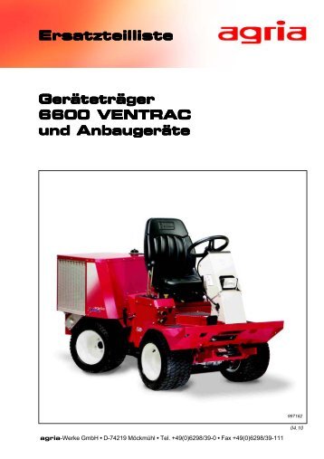 Geräteträger 6600 VENTRAC und Anbaugeräte Ersatzteilliste - agria