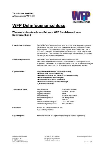 WFP Dehnfugenanschluss - WFP Bauelemente GmbH > Home