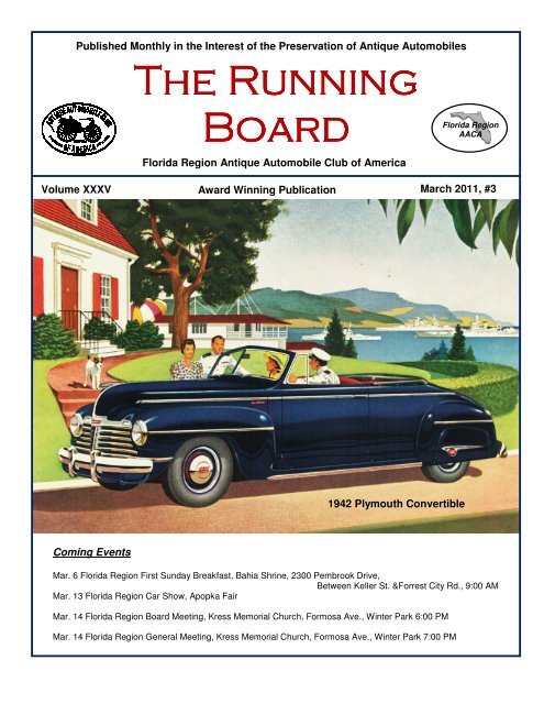 The Running Board Florida Region Antique Automobile Club Of