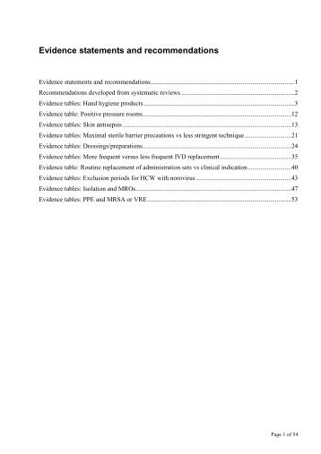 Attachment 2b - NHMRC Evidence statements and recommendations