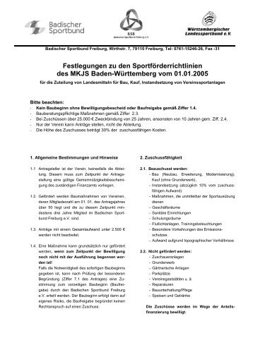 Sportförderrichtlinien - Badischer Sportbund Freiburg e.V.
