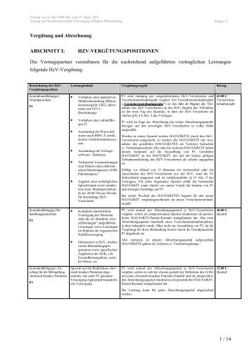 Anlage 12: HzV-Vergütungspositionen - MEDI Verbund