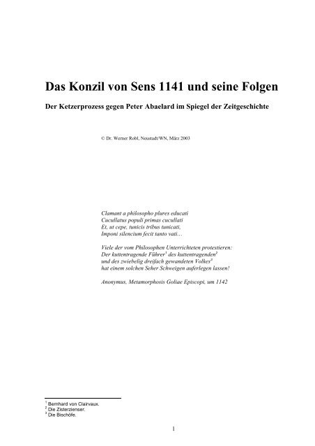 Das Konzil Von Sens 1141 Und Seine Folgen Robl De