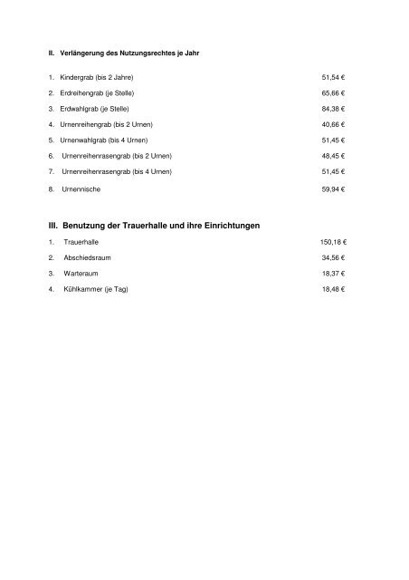 Gebührenverzeichnis - Stadt Markkleeberg