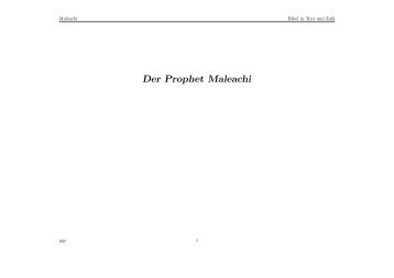 Der Prophet Maleachi - Zeit und Zahl