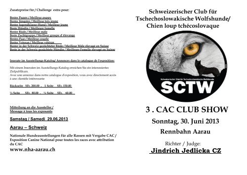 Einladung 3. CAC CLUB SHOW Flyer D/F - SCTW