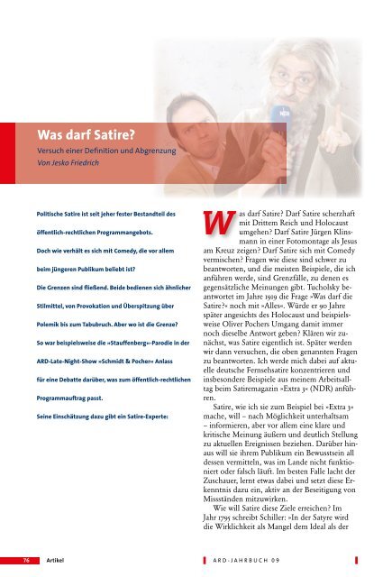 ARD-Jahrbuch 09: Was darf Satire?