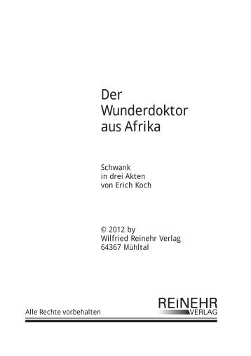 Der Wunderdoktor aus Afrika REINEHR - Reinehr Verlag