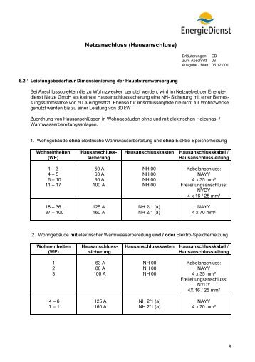 Netzanschluss (Hausanschluss) - Energiedienst Netze GmbH