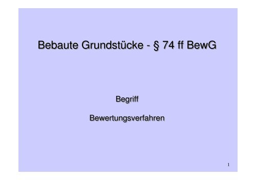 Bebaute Grundstücke - § 74 ff BewG