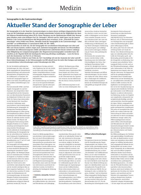 Medizin Aktueller Stand der Sonographie der Leber - beim BDI